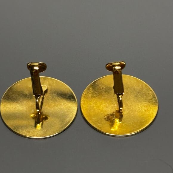 Avon Earrings Womens Blue Goldtone Clip On Round Geometric Modern Vintage Bold - Picture 5 of 8